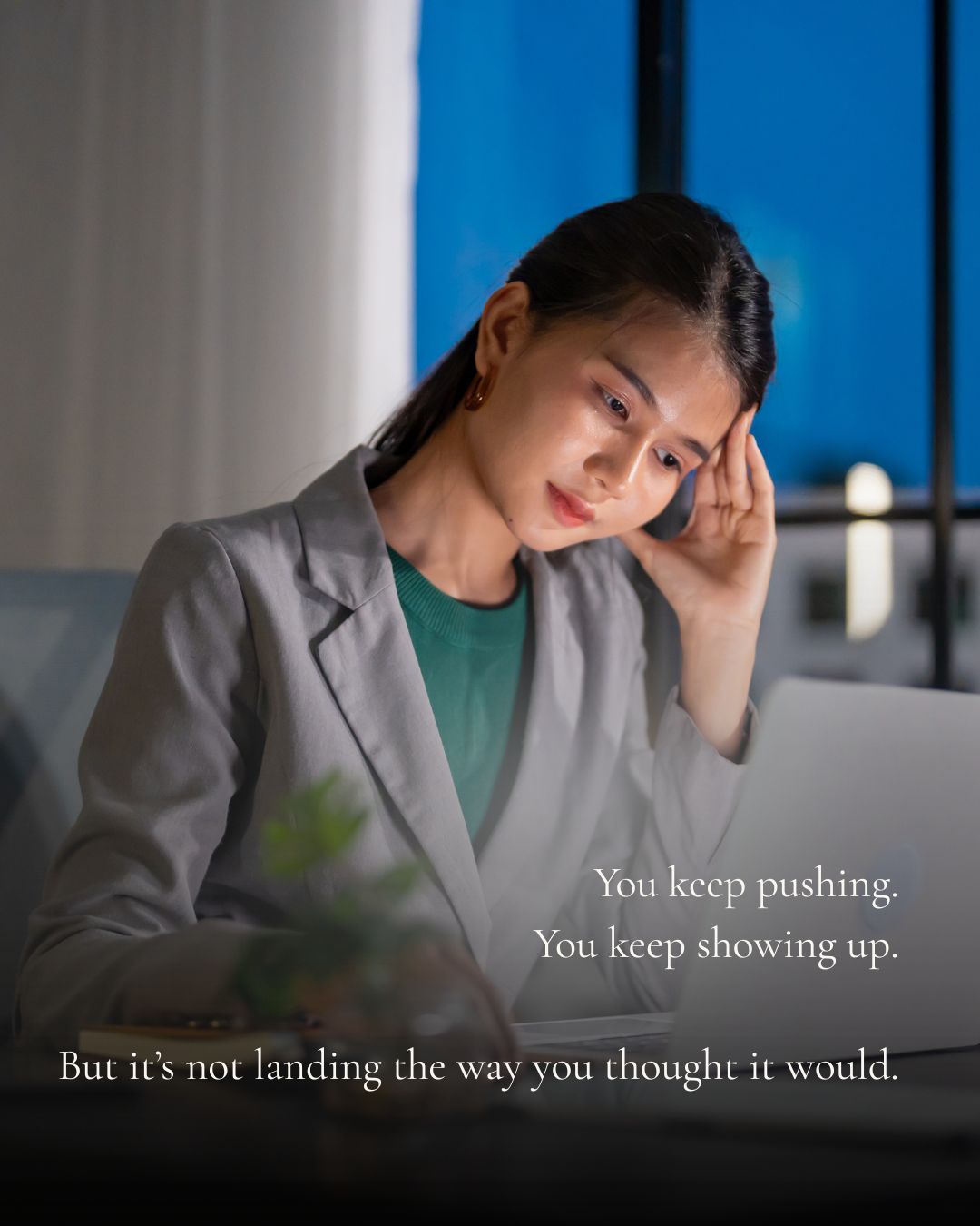 High-achieving professional working late — the cost of hustle culture
